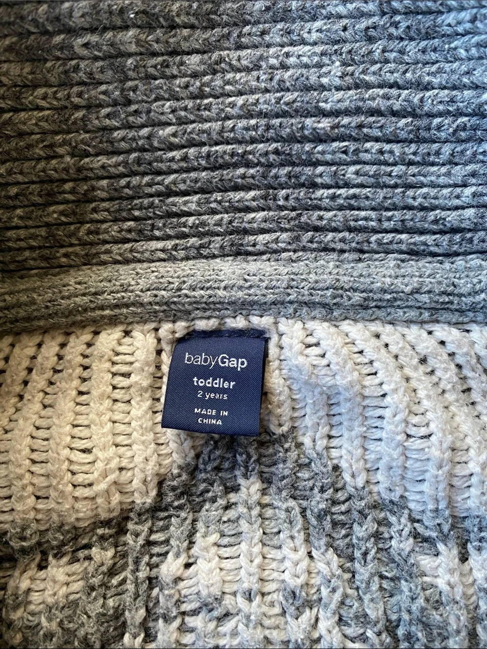 GAP Gray & Cream Shawl Collar Kids Cardigan Sweater